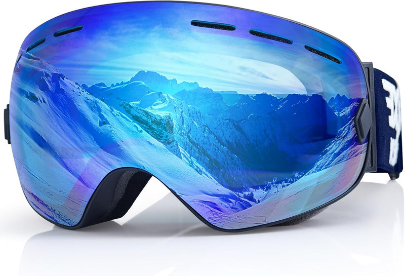 EXP VISION Snowboard Skibrille für Herren Damen Jugend, 100% UV400 Schutz Anti Beschlag über der Bri