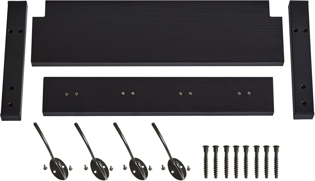 YMYNY Wandgarderoben mit Ablage, 2er Set Wandregal in einem Paket, Garderobenhaken mit 8 Doppelhaken