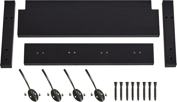 YMYNY Wandgarderoben mit Ablage, 2er Set Wandregal in einem Paket, Garderobenhaken mit 8 Doppelhaken