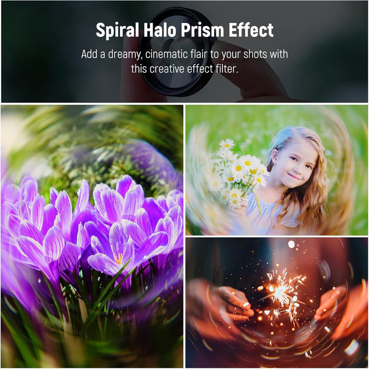 NEEWER 37mm Spiral Halo Prism Filter mit Handy Clip, K9 Kristallglas Effektfilter Prismenfilter, Obj