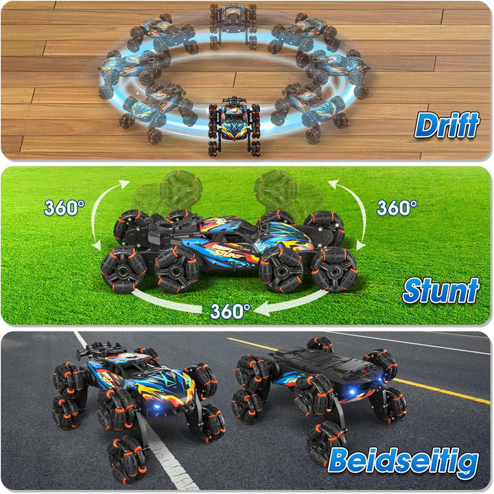 Ferngesteuertes Auto, Ferngesteuertes Auto ab 3 4 5 6 7 8 9 10 Jahre, 8WD RC Stunt Auto mit Handsteu