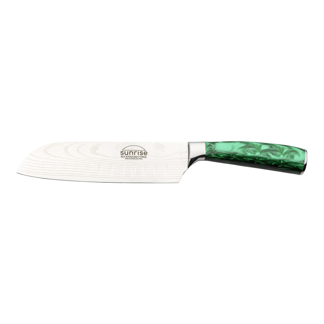 Rockingham Forge Sunrise Collection Emerald smaragd 7” Santokumesser mit hochwertiger Klinge aus X40