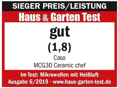 CASO | MCG30 Ceramic chef 3in1 Mikrowelle mit Grill + Heissluft 2100W |30L, Keramikboden, Grill-Rost
