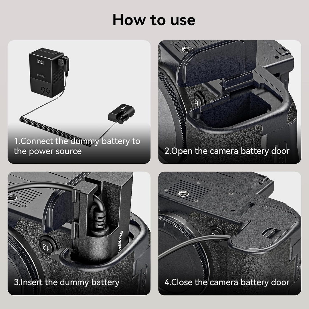 SMALLRIG D-TAP auf LP-E6NH Dummy-Akku, LP-E6NH Spiral-Stromkabel für Canon R5, R6, R7, R, R5C, 5D II