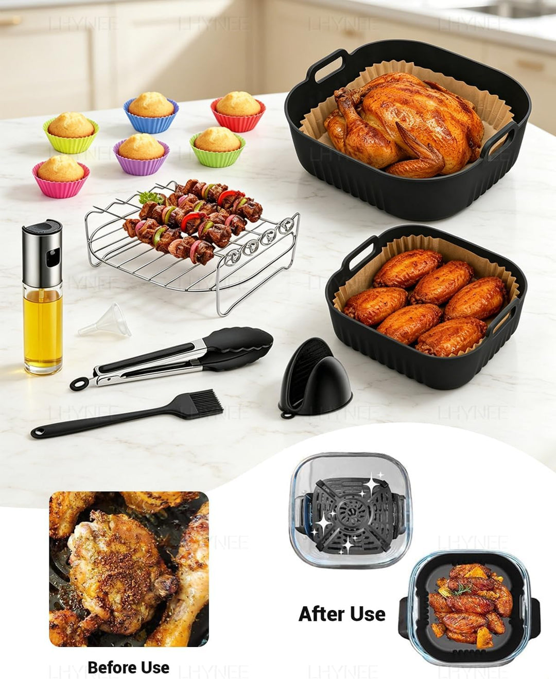 Airfryer Zubehör für Ninja CRISPi FN101EU Air Fryer, Ninja Crispi Zubehör, Silikonform Heissluftfrit