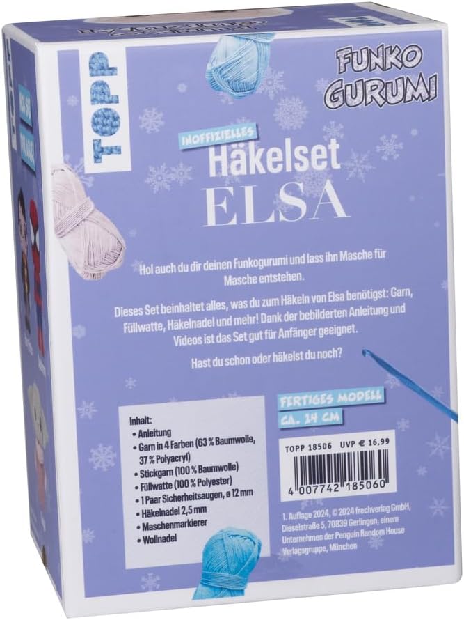 topp Funkogurumi Elsa. Das inoffizielle Häkelset: Anleitung, Misch-Garn in 4 Farben, Füllwatte, Stic
