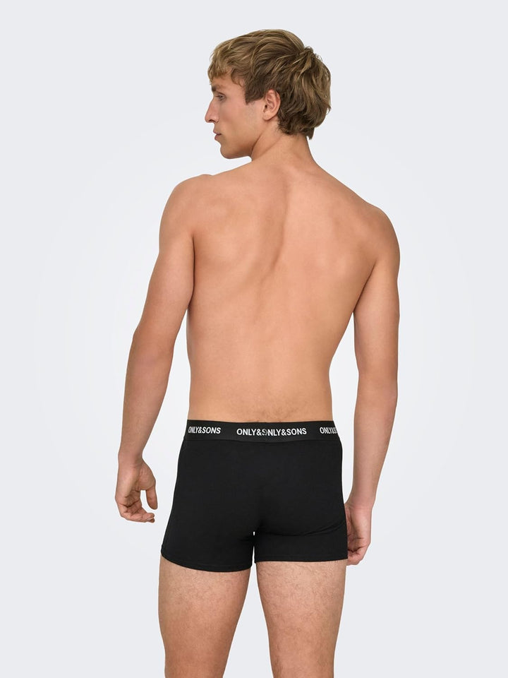 Only & Sons Male Shorts ONSFITZ 7-Pack Boxershorts XS Black/Detail:black Waist & White Logo, XS Blac