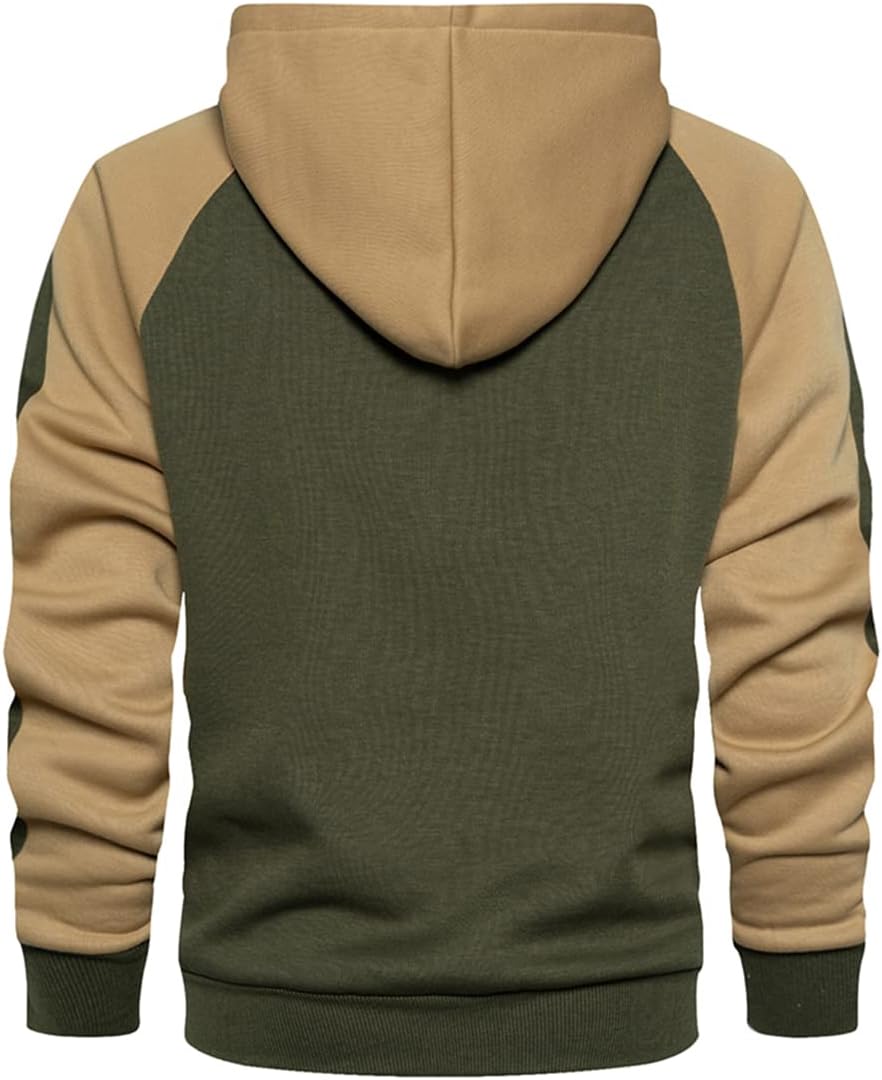 PADOLA Kapuzenpullover Herren Zip Up Hoodie Farbblock Übergangsjacke Langarm Pullover Patschwork Win