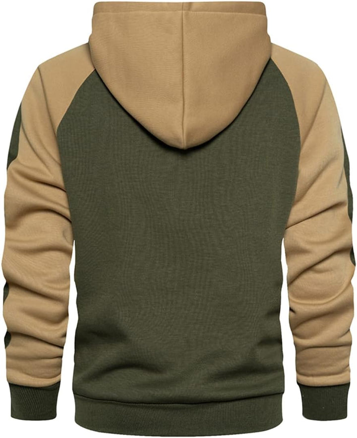 PADOLA Kapuzenpullover Herren Zip Up Hoodie Farbblock Übergangsjacke Langarm Pullover Patschwork Win