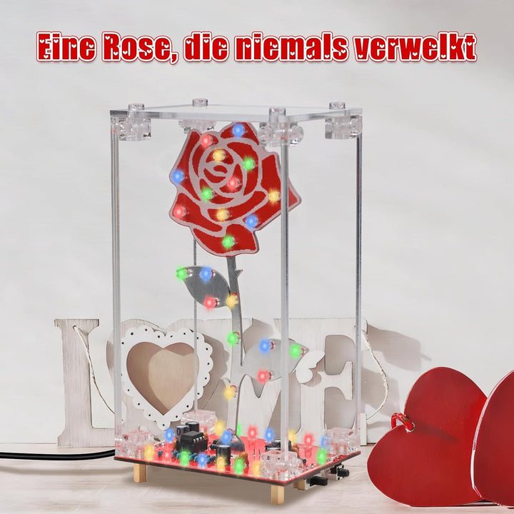 DIY Rosenblumen LED Lötbausatz mit Acrylgehäuse, BANRIA Bunte Blinklichter und integrierte Musik, Ne