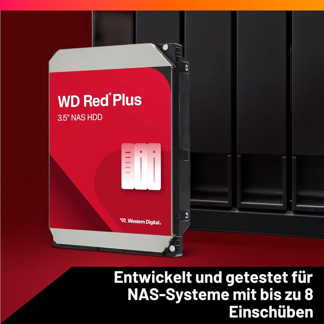 WD Red Plus interne Festplatte NAS 2 TB (3,5 Zoll, Workload-Rate 180 TB/Jahr, 5.400 U/min, 64 MB Cac