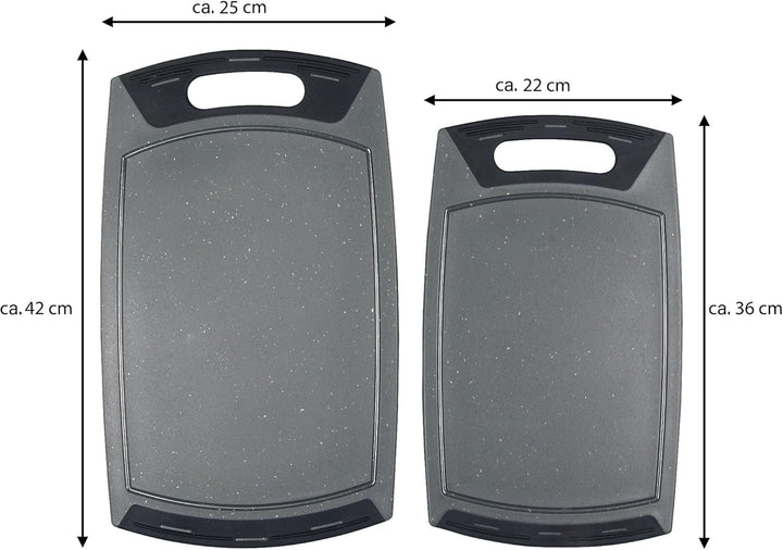 STONELINE Rechteckiges Schneidebrett Set 2-teilig, Schneidebrett Kunststoff Gross 42x25 cm Klein 36x