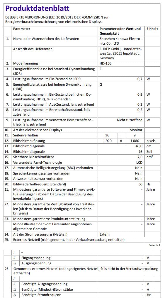 16 Zoll Gaming Monitor 1920 x 1200P IPS Bildschirm