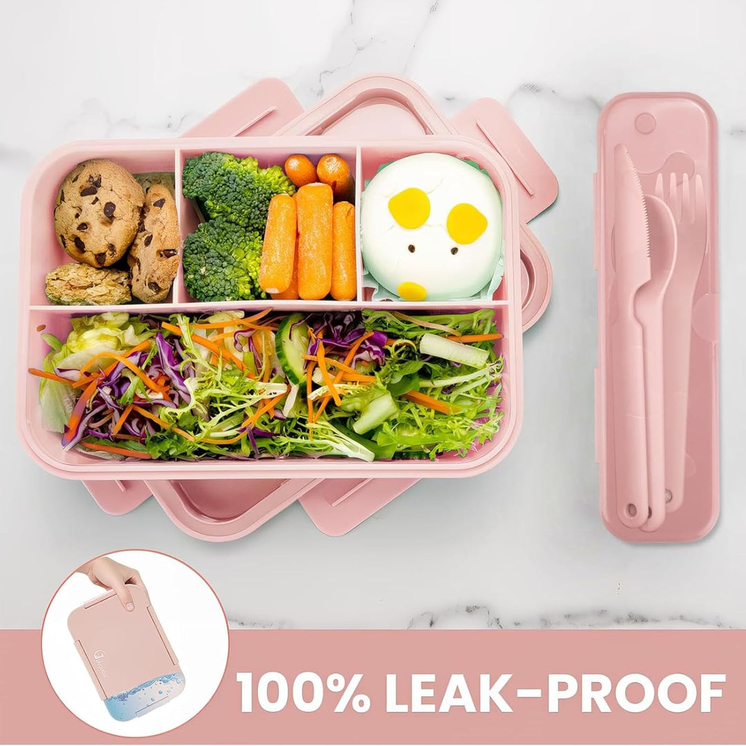 Bugucat Brotdose Kinder mit Fächern 1300ML 2 Set,Lunchbox Kinder Auslaufsicher mit 4 Fächern,Lunch B