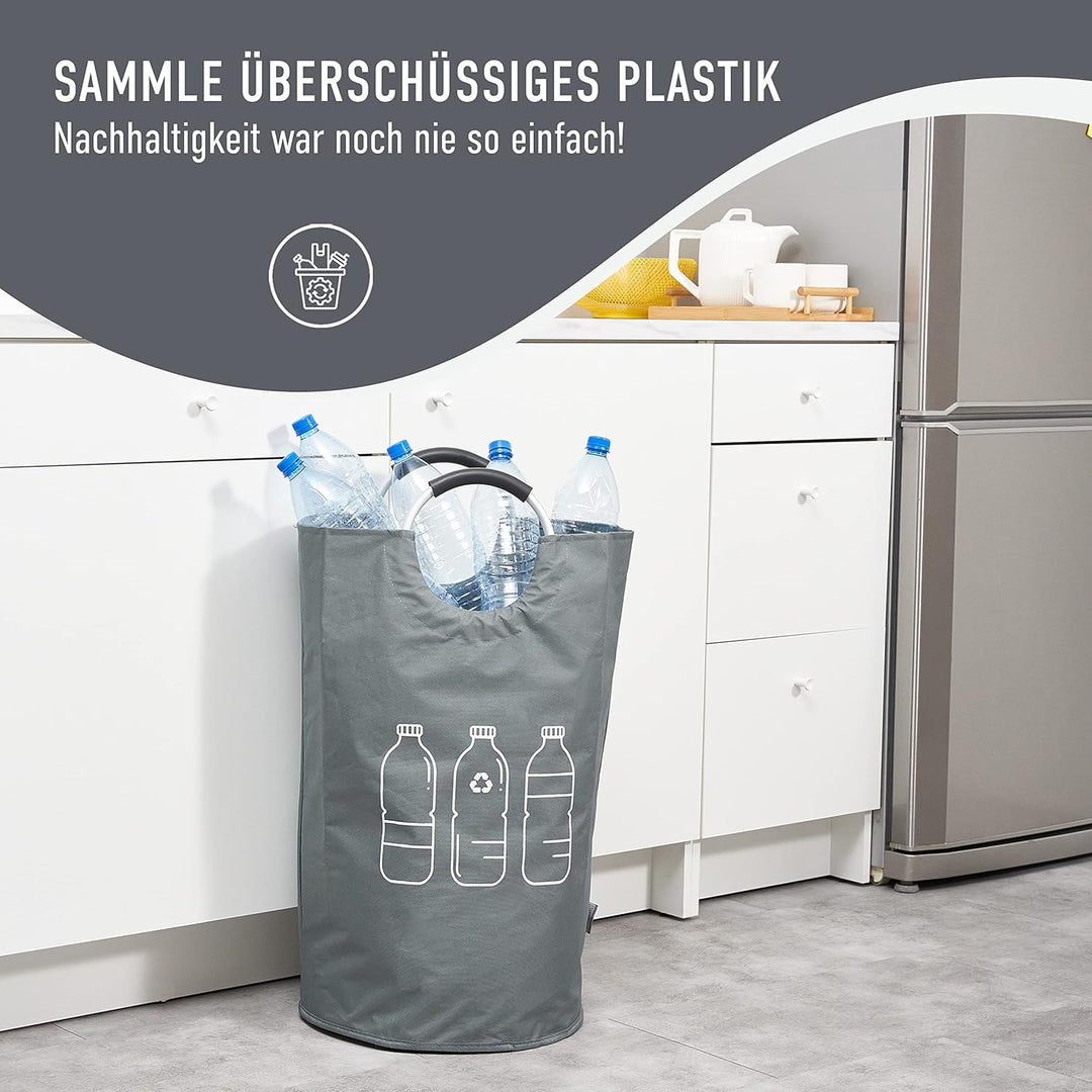 WELLENBORG® Faltbarer Pfandflaschen Sammelbehälter faltbar grau gross -Wasserdicht Flaschensammler g