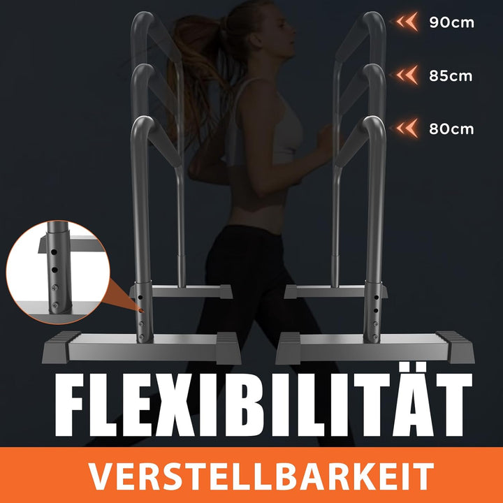 DH FitLife Dip Barren Bars | Dip Stange & Verstellbare Dip-Station 80-90 cm | Parallettes für Calist