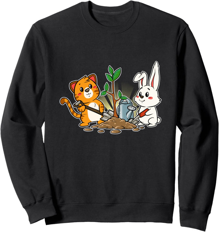 Lustiges Gärtner Kuscheltiere Garten Häschen Pflanzen Katze Sweatshirt