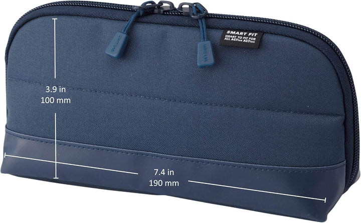 LIHITLAB Pen Case (Pencil Case), Water & Stain Repellent, 8" x 4'', Navy (A7688-11), Navy