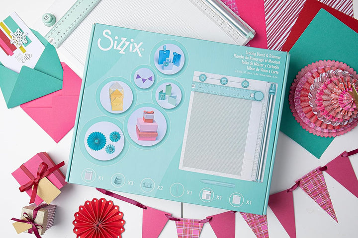 Sizzix Scoring Board & Trimmer (30 cm x 30 cm) | Werkzeug zum Erstellen von Umschlägen, 3D-Boxen, Zu
