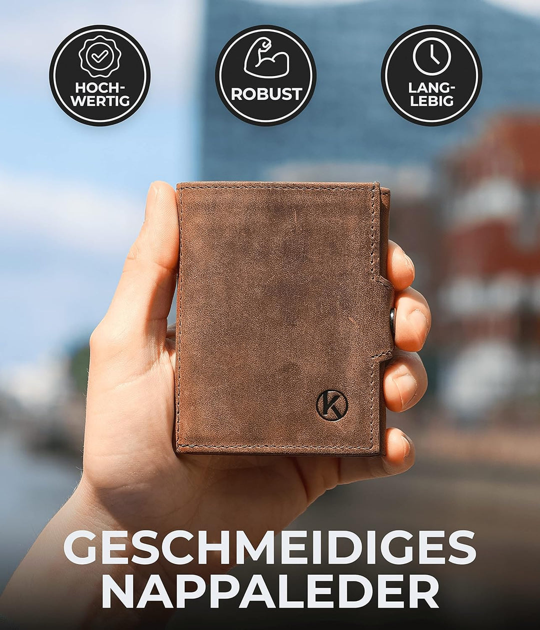 Slim Wallet mit Münzfach & RFID Schutz - Kartenetui - Mini Geldbörse für Herren & Damen - Kreditkart