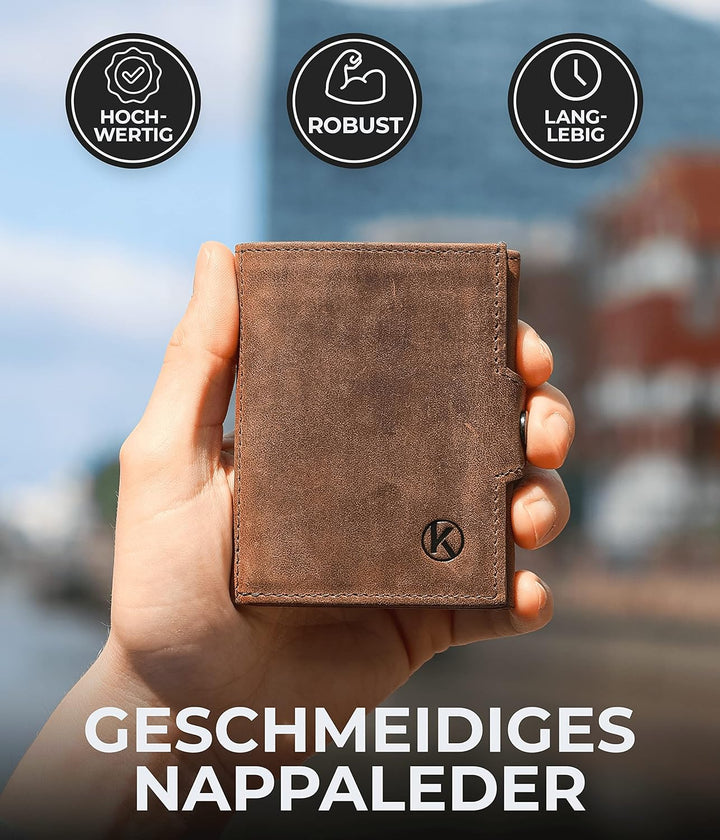 Slim Wallet mit Münzfach &amp; RFID Schutz - Kartenetui - Mini Geldbörse für Herren &amp; Damen - Kreditkart