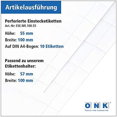 Perforierte Etiketten 100x55 mm - für Etikettenhalter 100x57 mm - zum selber drucken auf Din A4 Böge