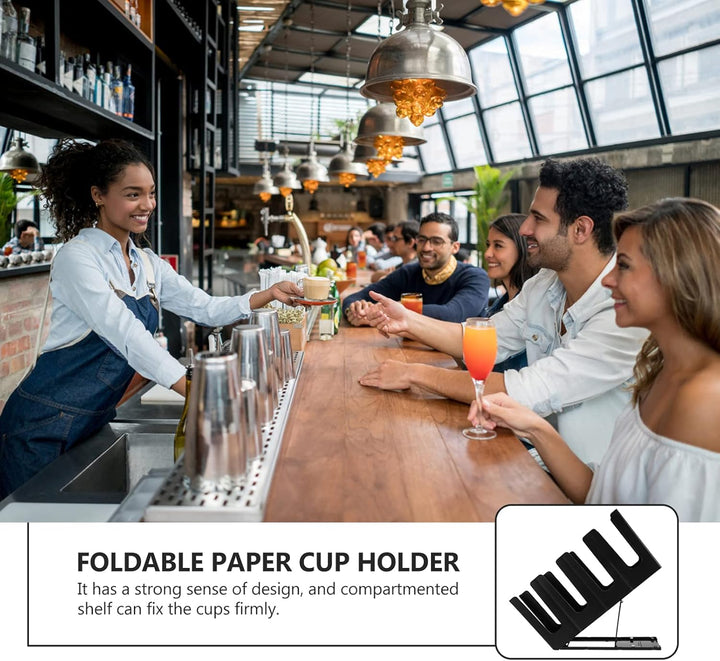 Housoutil 1stk Schräger Becherhalter Mit Vier Gittern Restaurantbedarf Schwarzer Kaffeetassen- To Go