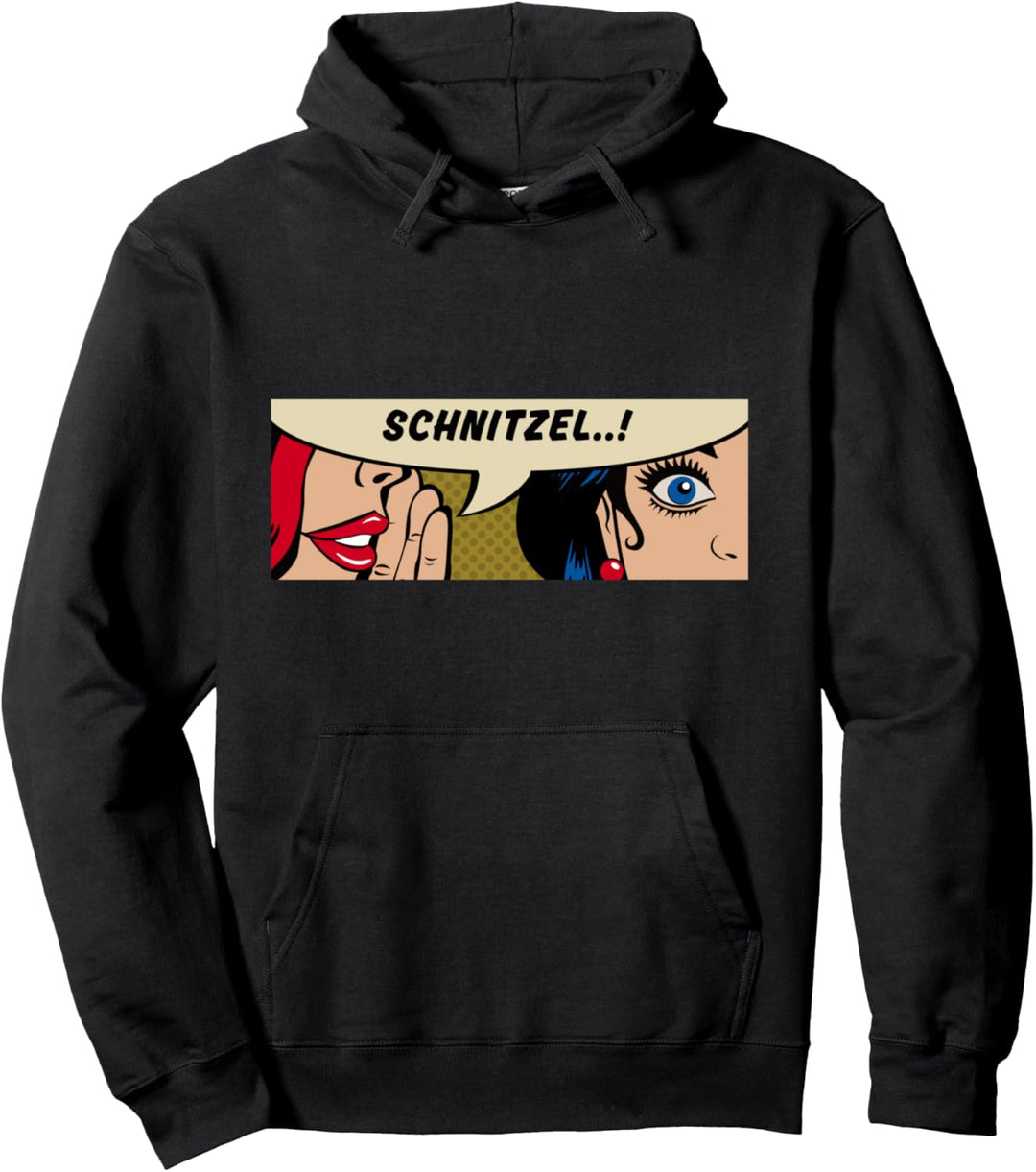 Frauen flüsternd - Schnitzel - Deutsches Essen - Comic Pop Art Pullover Hoodie