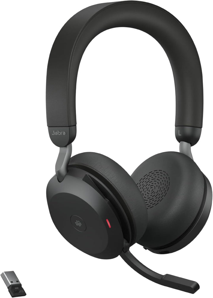 Jabra Evolve2 75 Wireless PC Headset with Charging Dock and 8-Mic Technology - Dual Foam Stereo Head