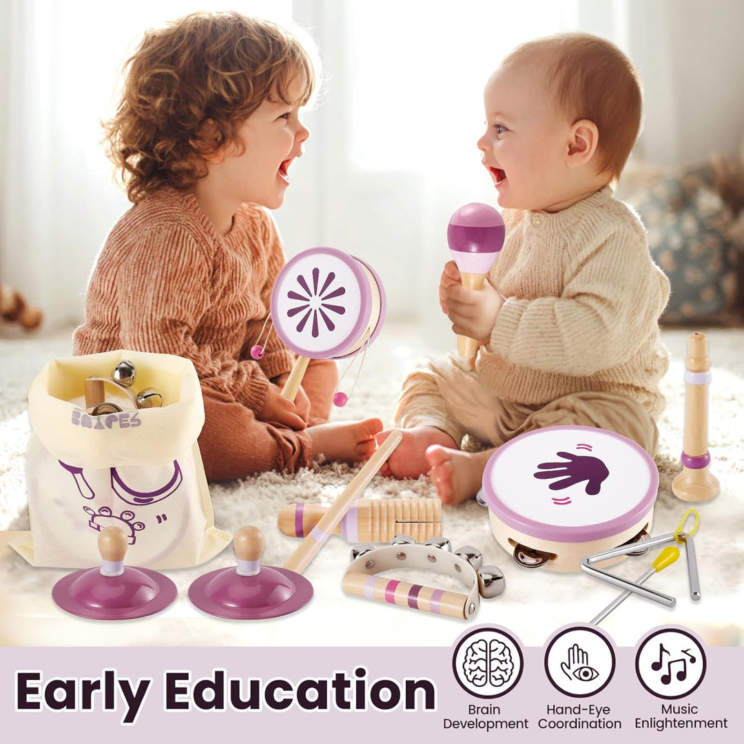 BUYGER Percussion Instrumente für Kinder, Baby Montessori Musikspielzeug aus Holz, Musikinstrumente