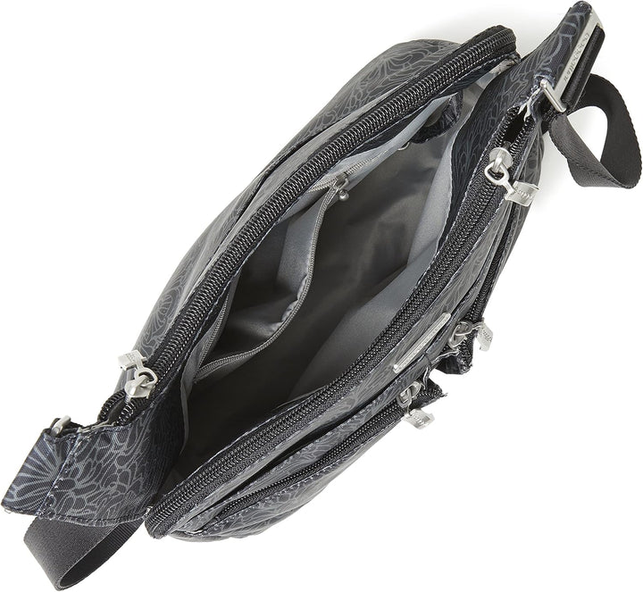 Baggallini Cross-Over-Crossbody-Tasche – leicht, wasserabweisend Midnight Blossom, Midnight Blossom