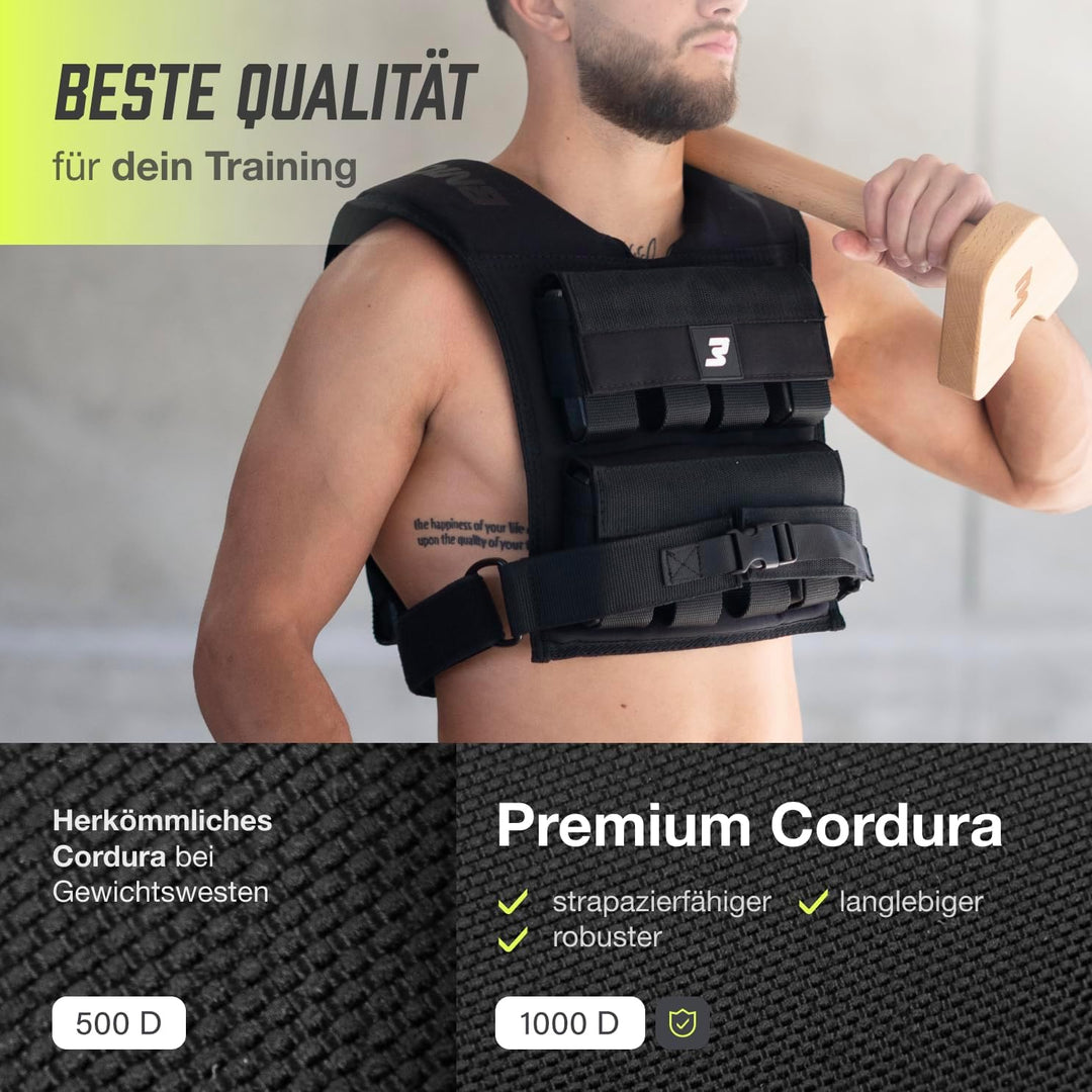 Müller & Blum Premium Gewichtsweste 20 kg oder 10 kg, Verstellbare Trainingsweste mit herausnehmbare