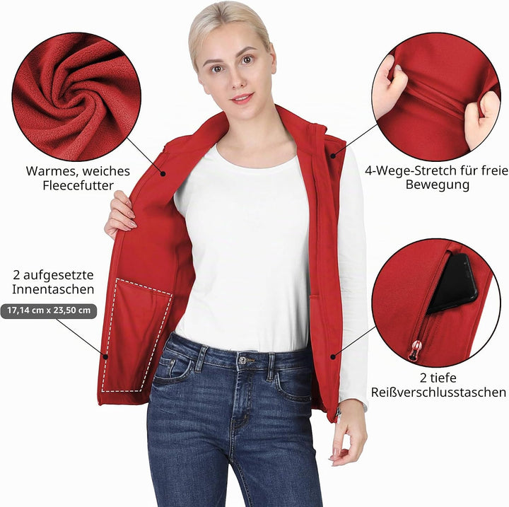 Outdoor Ventures Softshell Weste Damen Ärmellose Jacke Laufweste Leicht Winddicht Warm Fleeceweste S