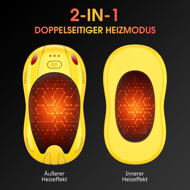 FANDLISS Handwärmer Elektrisch,Taschenwärme mit 10000mAh, Zweiseitige Heizung,Magnetische 2er-Pack,U