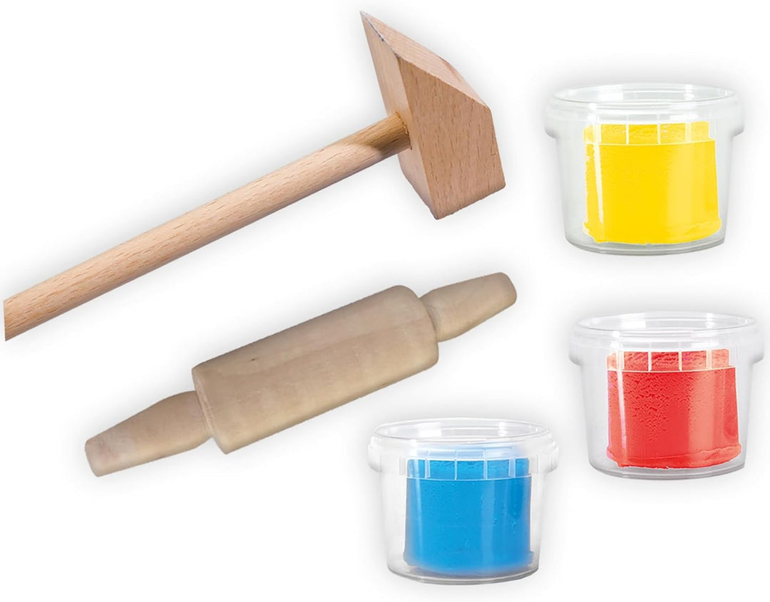 SES Creative | My First Knete mit Werkzeug für Kleinkinder ab 12 Monaten | 3 Farben Rot Gelb Blau |