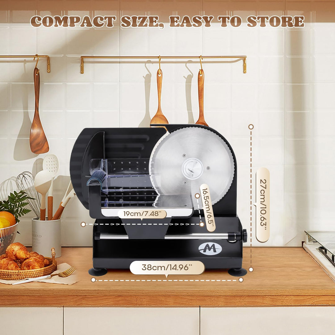 Moongiantgo Allesschneider Elektrisch Brotschneidemaschine mit 2x Abnehmbarer 7.3'' Edelstahlklinge,