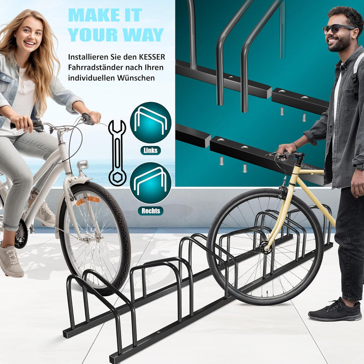 KESSER® Fahrradständer für 4 Fahrräder inkl. Parkschild | Mehrfachständer mit 37cm Radabstand für 30