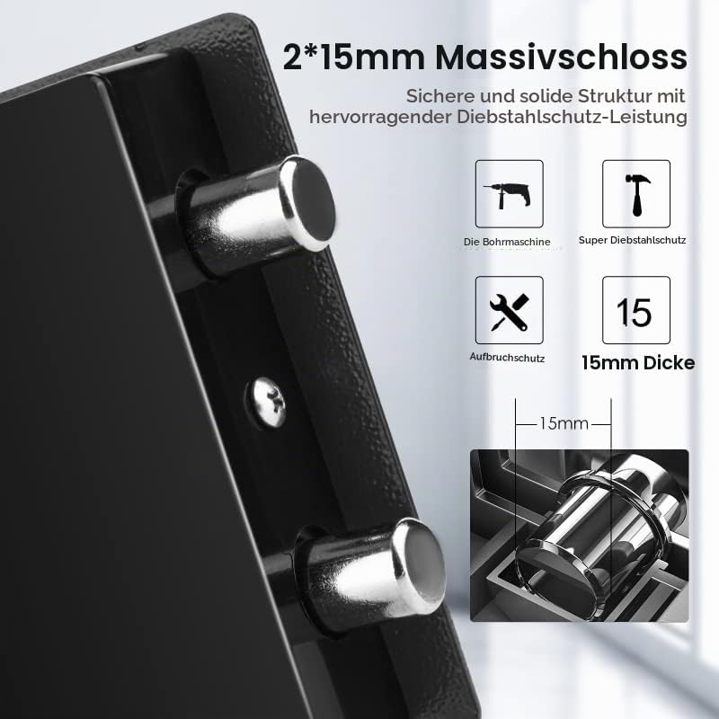 Tresor - Klein 31x20x20cm - Feuerfestes Safe mit Zahlenschloss &amp; 2×Notschlüssel - Digitaler Elektron