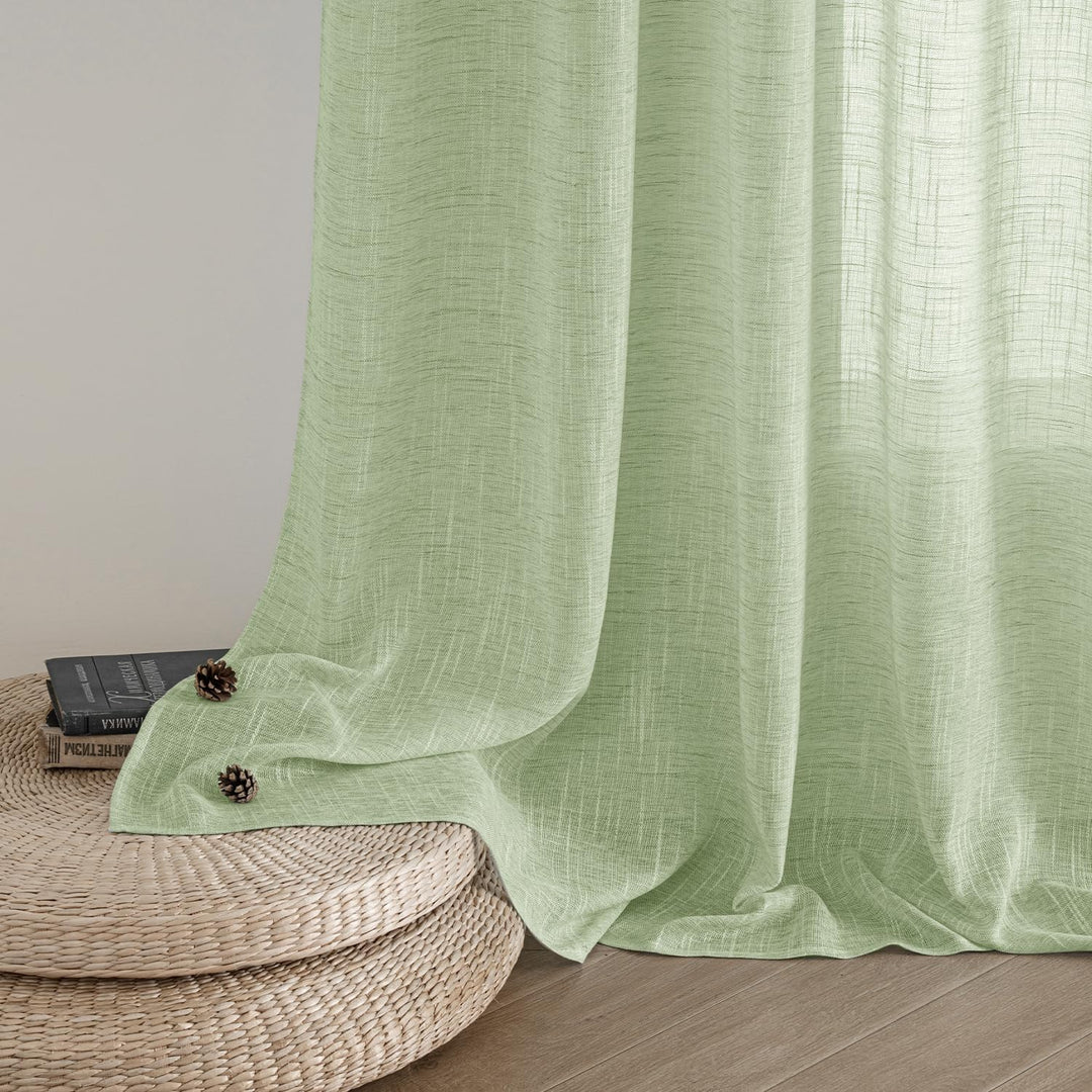 MIULEE Vorhang Gardinen Leinen mit ösen Voile Vorhänge Leinenoptik Gardinen Wohnzimmer Modern Fenste