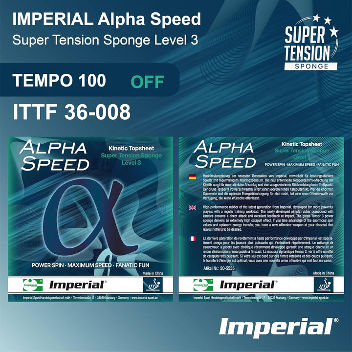 Imperial Alpha Speed | China Tischtennis Belag | Noppen innen | Offensiv | ITTF Zulassung Rot 2,1 mm