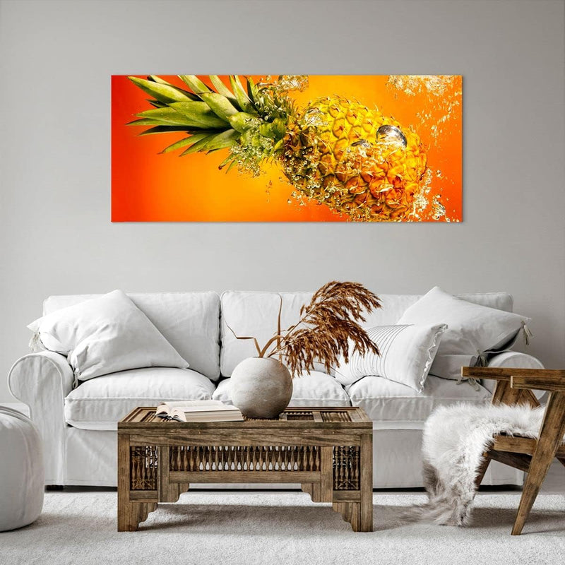 Wandbilder Dekoration Wohnzimmer Karibik ananas frucht gesund Panorama Bilder auf Leinwand 120x50cm