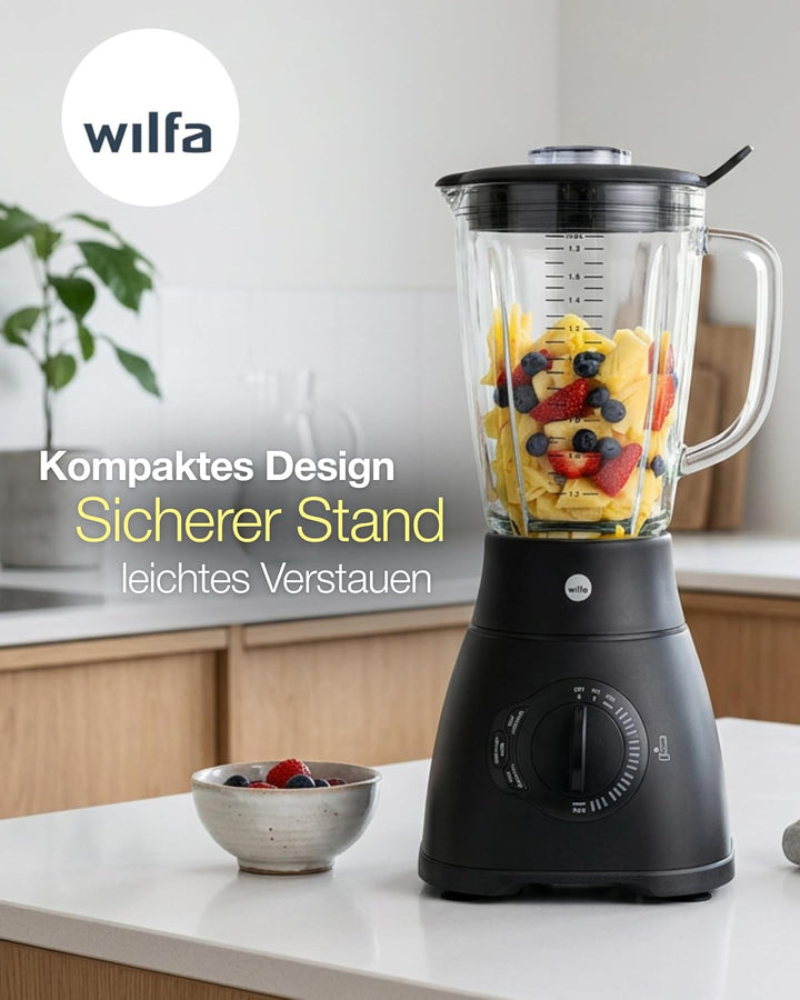 Wilfa XPLODE AUTO Standmixer - 1,8l Borosilikat-Glaskrug inkl. Mess-Skala - 1.500 Watt - 3 Programme