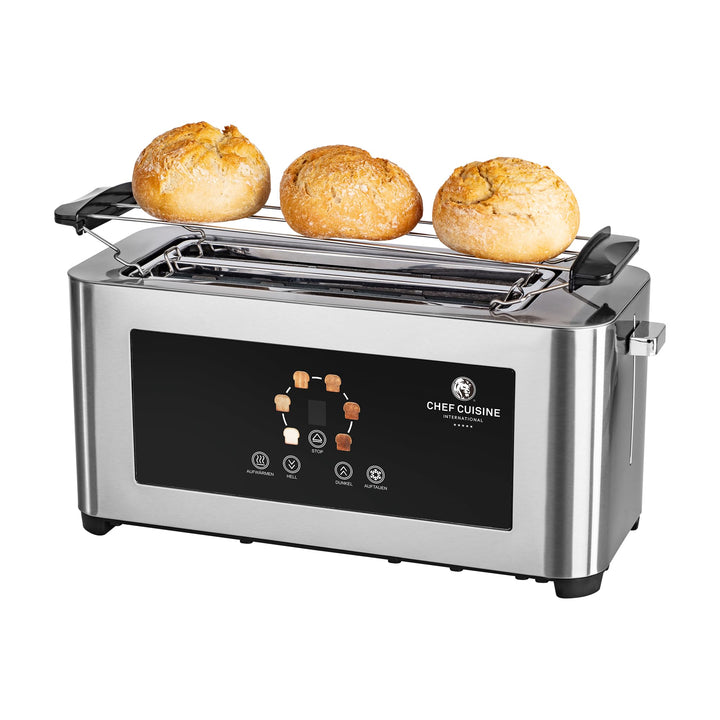 CHEF CUISINE Infrarot-Langschlitz-Toaster 1400W, Edelstahl, 6 Bräunungsstufen, Touchdisplay & LED-An