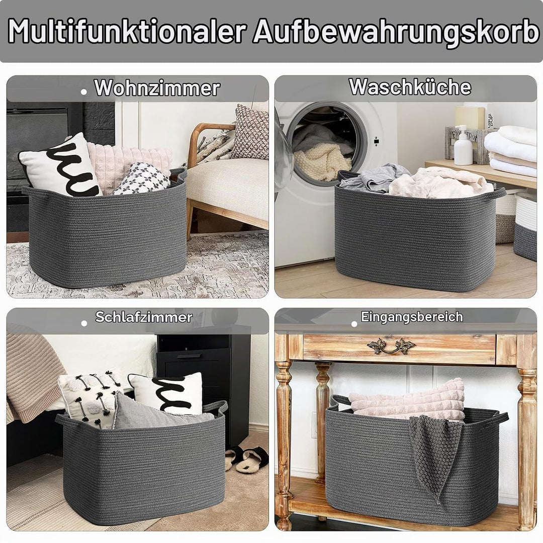 TIMEYARD faltbarer Wäschekorb 85 L, geflochtener Aufbewahrungskorb für Kinderzimmer, Square Laundry