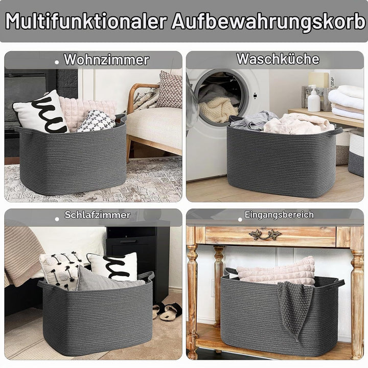 TIMEYARD faltbarer Wäschekorb 85 L, geflochtener Aufbewahrungskorb für Kinderzimmer, Square Laundry