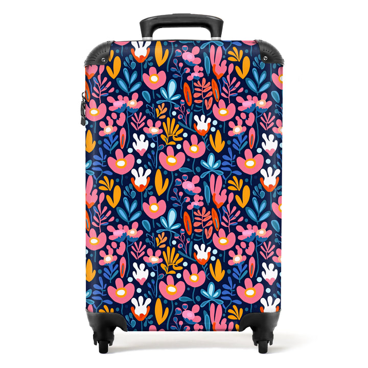 NoBoringSuitcases.com® Koffer Handgepäck Trolley Rollkoffer Kleine Reisekoffer mit 4 Rollen - Blumen
