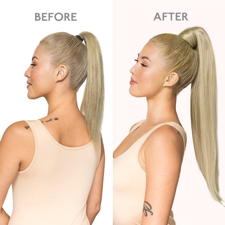 WENNALIFE Ponytail Extension, 45cm 80g Hellblond Highlights Goldblond Pferdeschwanz Haarteil Ponytai