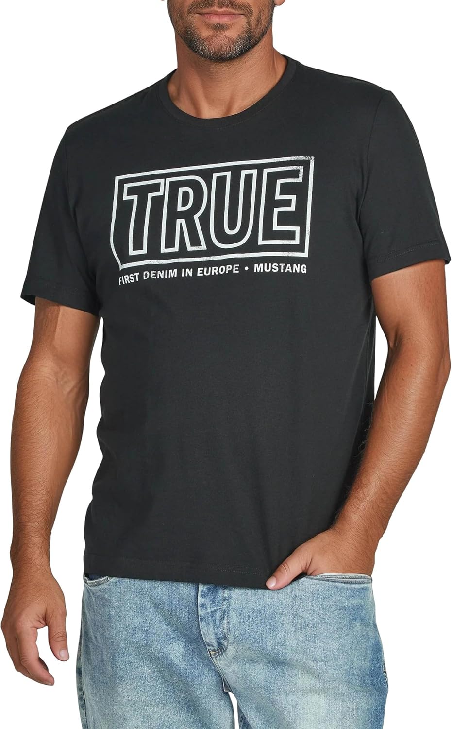 MUSTANG Tshirt Herren Baumwolle Regular Fit 4er Pack Set Rundhals Kurzarm Sommer Tee Shirt Logoprint