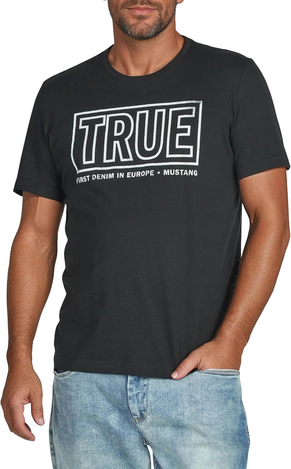 MUSTANG Herren T-Shirt 4er Pack Frontprint O-Neck Rundhalsausschnitt Kurzarm Regular Tee Shirt 100%