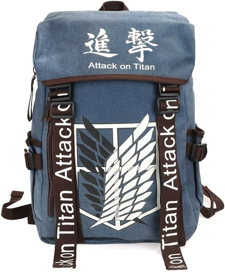 Rucksack mit Aufklärungstrupp Wappen für Attack on Titan Fans | Hellbraun oder Blau, Blau